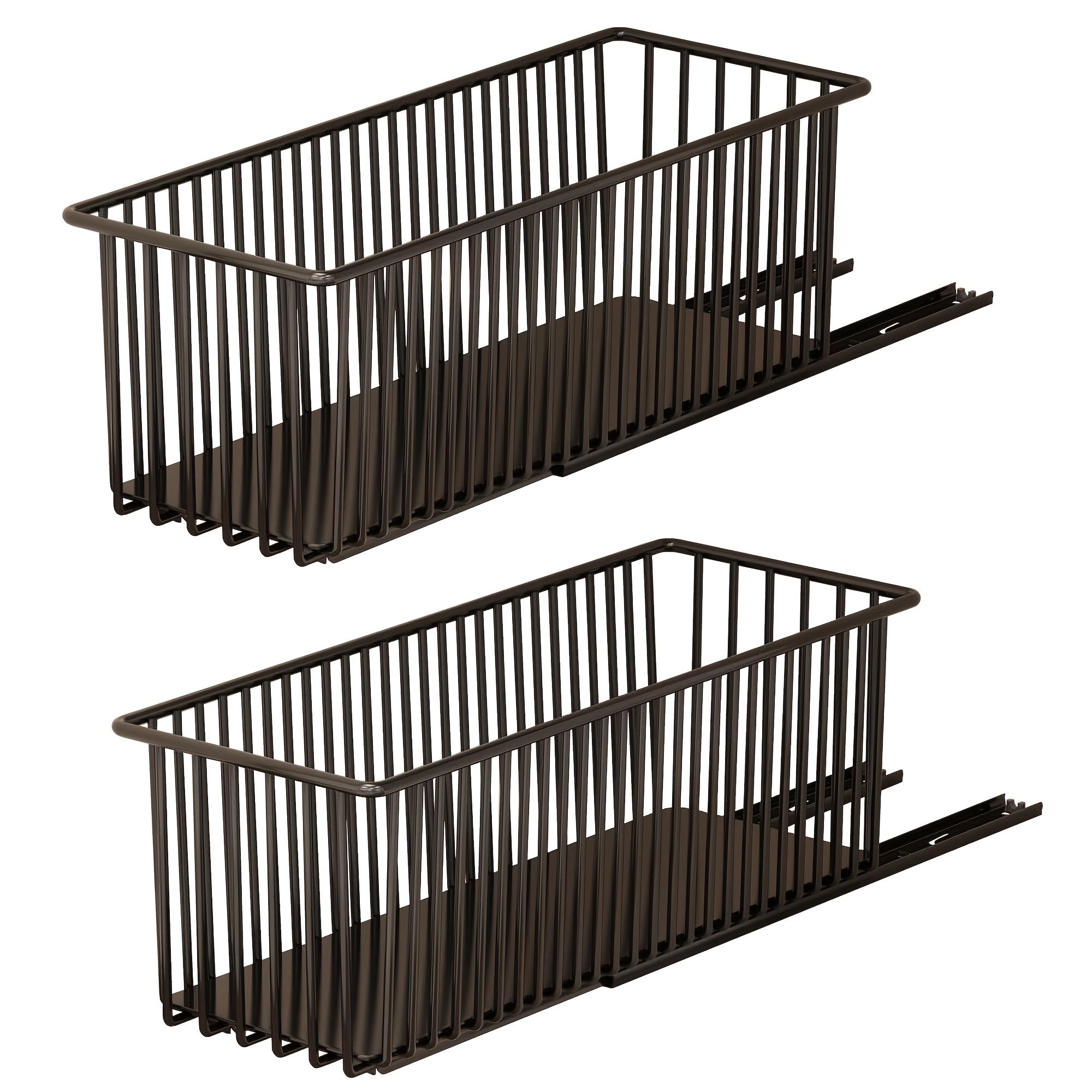 TEMU 2 Pack Organisateur de Placard Robustes Perçage avec Tiroirs Coulissants Lisses - Système de Rangement Sous Évier, Adapté aux Armoires de Salle