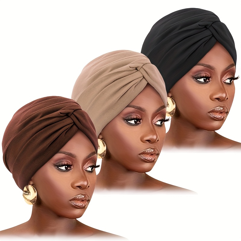 3pcs   double layer twist turban   muslim ethnic headscarf