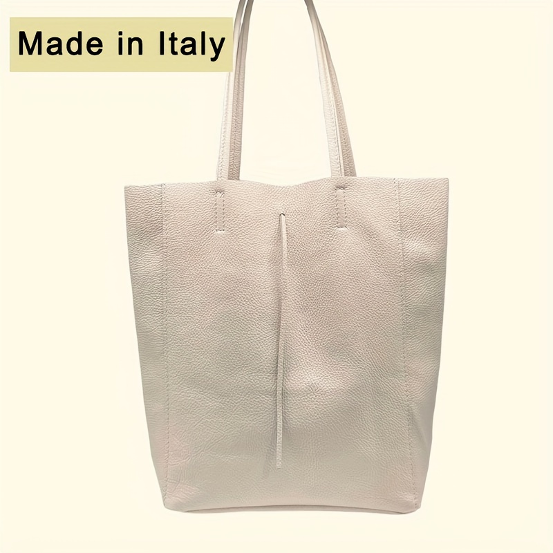 

Minimalist Style Tote Bag Made In Italy, Retro And , Simple Solid , Lazy And Casual Temperament, Super Large Capacity Leather Tote Bag, Mom Bag, Office Computer, Hand-held Of Shoulder Bag