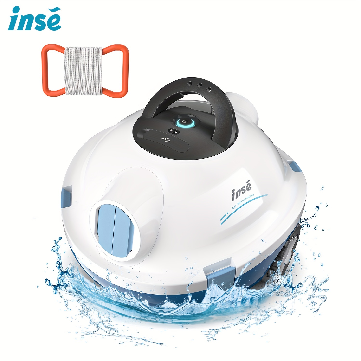 

Inse Cordless Robotic Pool Cleaner, Automatic Pool Vacuum, 90 Mins Runtime, Powerful, Self-parking, Lightweight, Ideal For Flat Above/in-ground Pool Up To 65 Feet/1100 Sq.ft