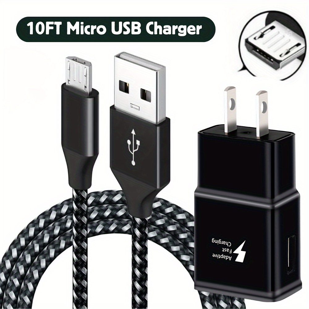 

Adapter Fast Charging Braided Micro Usb Cable Charging 10ft Cable S7/