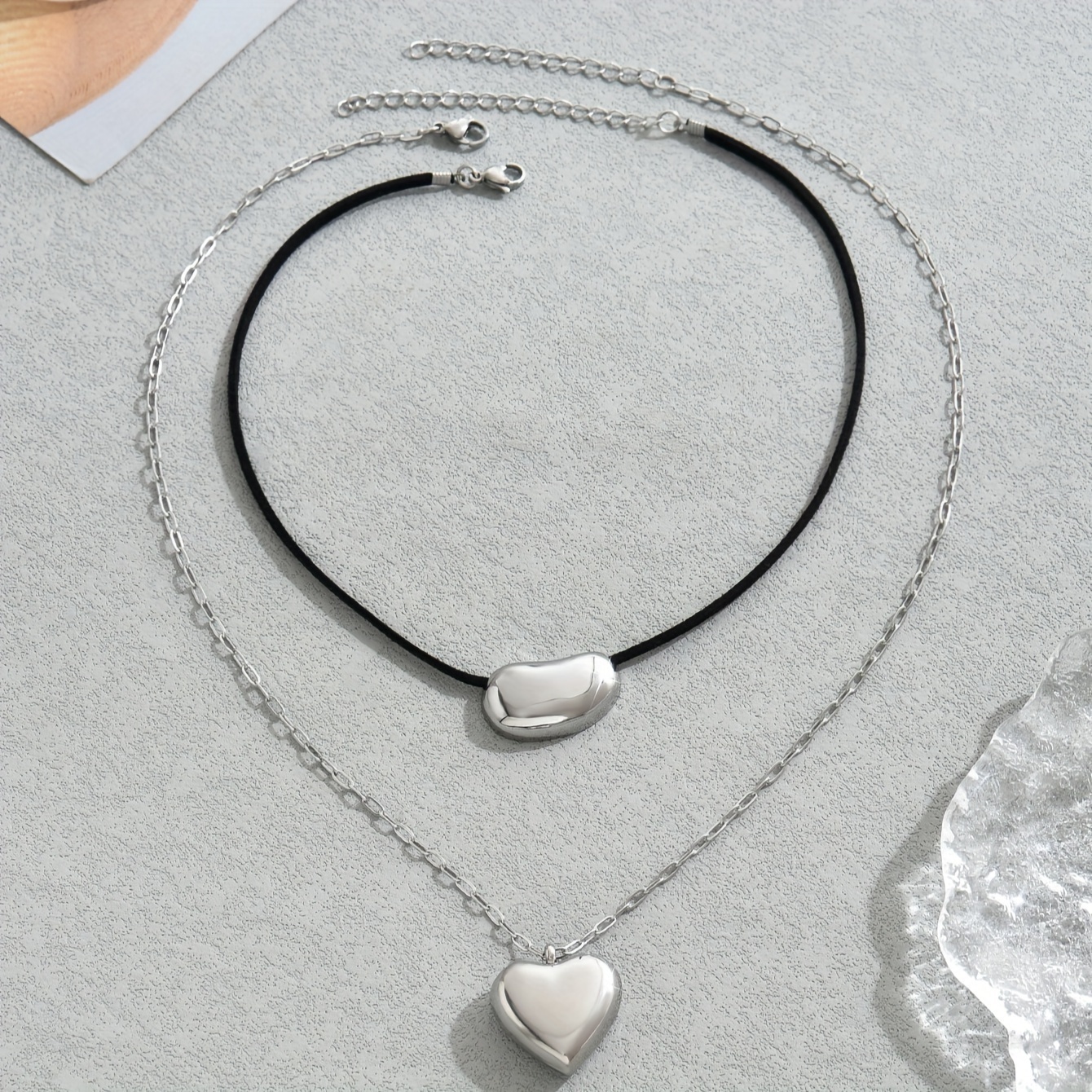 Image of 2pcs Women Fashion Pendant Necklace, Bohemian Stainless Pendant Layered Necklace, Women's Holiday Party Jewelry Additions