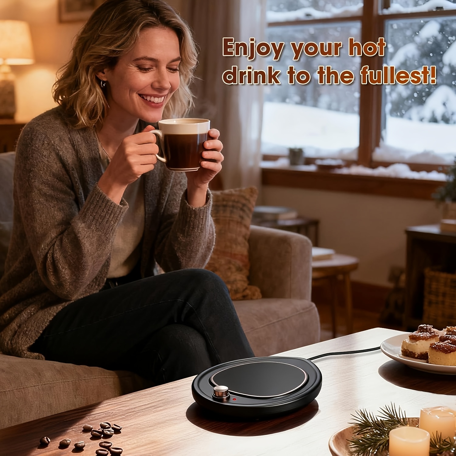 TEMU - Large Candle Warmer Tray With 2 Temperature Settings (55°c/ 131°f And 45°c/ 113°f) And Rapid Heating, Elegant Tabletop Warmer For