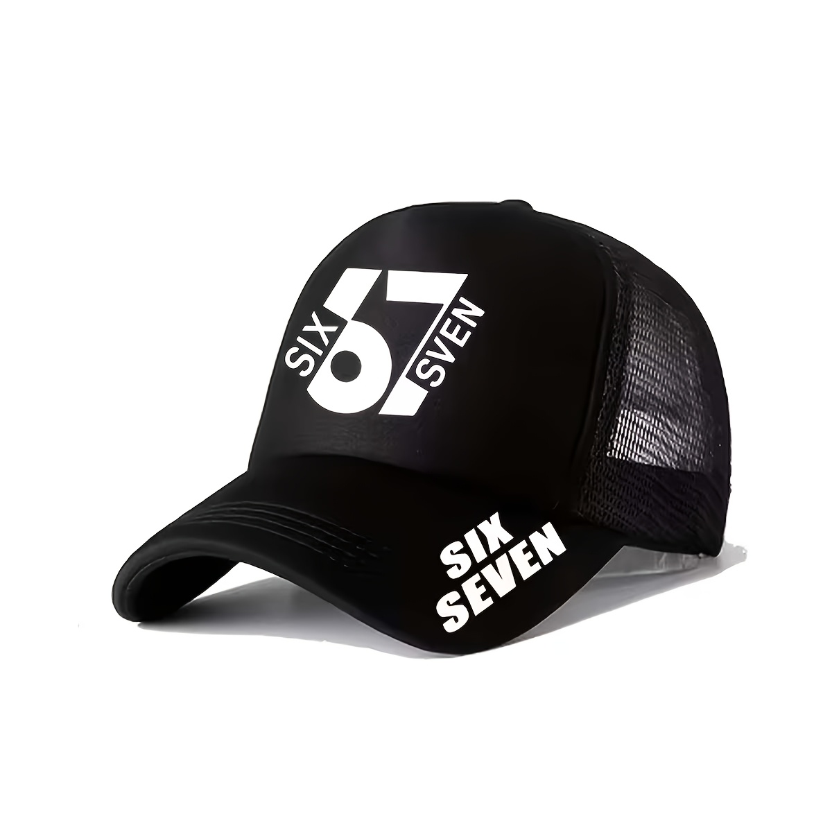 E-shop 1/2 Stück Unisex Mesh Baseball Cap mit '67' Aufdruck, verstellbarer Druckknopf, atmungsaktives Design in verschiedenen Farben, verstellbarer