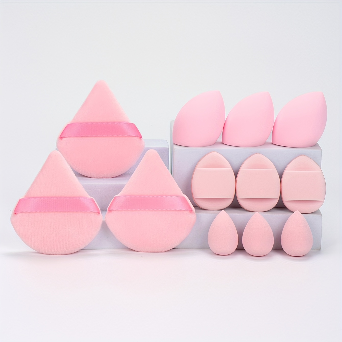 TEMU -one 12pcs Makeup Sponge Set. Ensures And Seamless Foundation Application, Preventing Uneven Coverage. Apply Makeup Using A Dabbing Or Patting