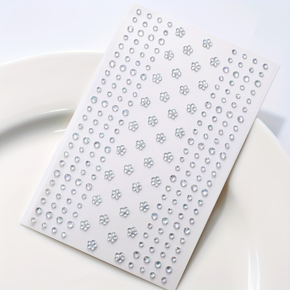 TEMU 1 Blatt Bunte Fünfblättrige Blumen Geformte Gesichtsdekor Edelstein Aufkleber - 3D Funkelnde Diamant Strasssteine Augen & Gesichtsaufkleber,