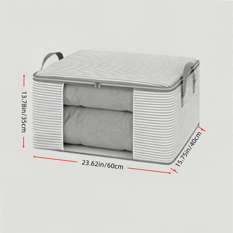 TEMU 1 stuks 90L Gestreepte Visuele Opbergtas voor Beddengoed, Capaciteit Kleding- en Beddengoed Organizer voor Thuis, Essentieel voor Verhuizen en ,