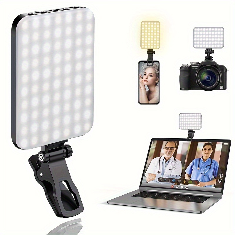 

60 Led Portable Video Conference Lighting With Clip & Camera Tripod Adapter Rechargeable 2200mah Cri 97+, 3 Light For Phone Webcam Laptop Photo Makeup