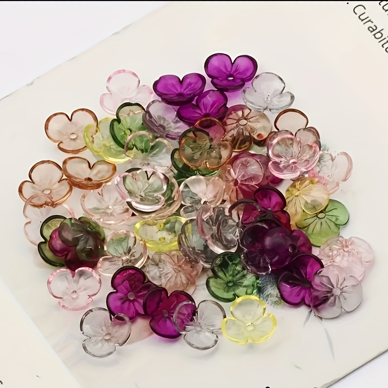 

200pcs Multi-color 9mm Transparent Acrylic Petal Beads For Jewelry Making Necklaces Bracelets Earrings Keychains Diy Material Accessories