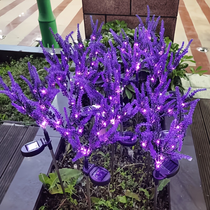 Image of 4/2pcs Solar-powered Lights - Outdoor Decorative Pathway Lighting With Purple , Rechargeable Battery, For Yard, Patio, And Garden Ambiance, Solar Outdoor Lights, Patio , Decorative Lighting