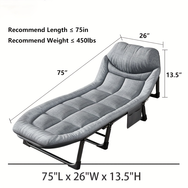 Portable Folding Bed With Pillow For Adults, Heavy-duty Folding Bed With Sturdy Frame, Suitable For Camping, Traveling, Rooms, And Offices