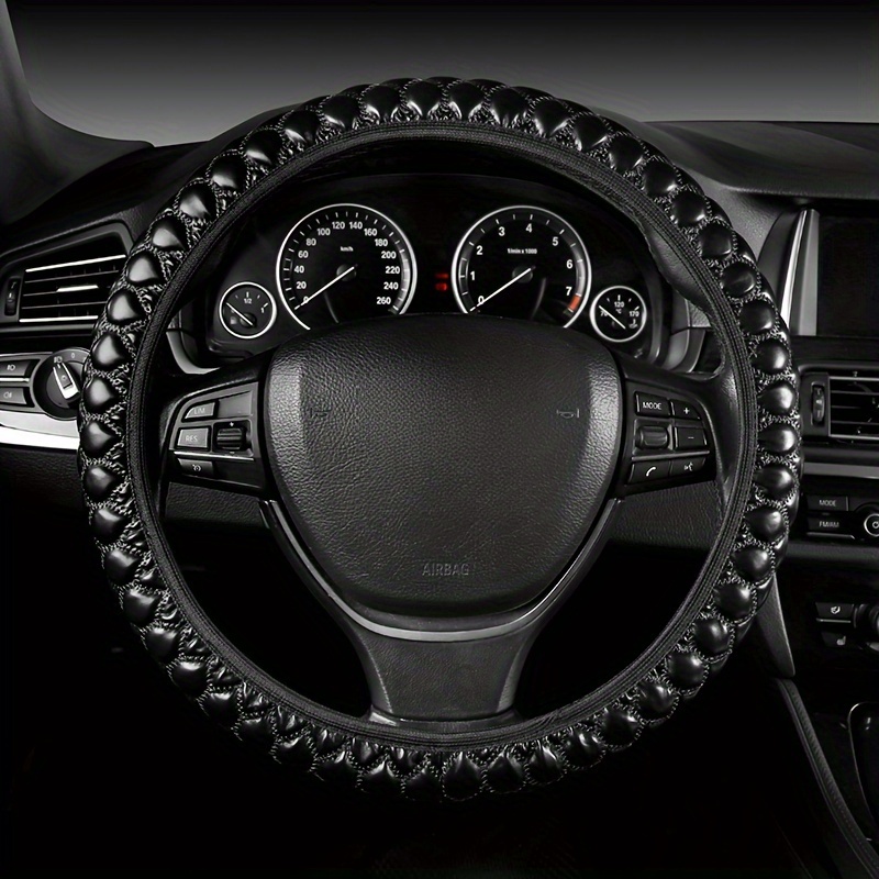 

Luxury Embroidered Leather Steering Wheel Covers, Universal Fit, Anti-slip Grip, & Comfortable Vehicle Accessory