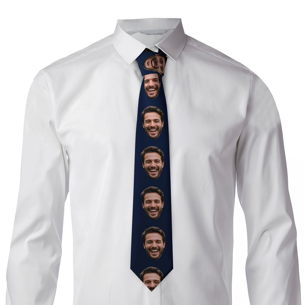 TEMU 1pc Custom Photo Portrait Random Tie, Suitable For Men And Women, Personalized Polyester Fabric Pattern Necktie, Unique Groomsman Gift, Woven