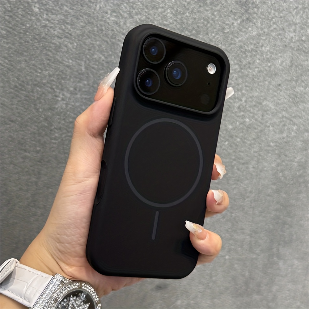 Image of Phone Case - Luxury Liquid Silicone Magnetic Soft Silicone Case Compatible With Iphone 17 Pro 15 14 13 12 11 Pro For Magnetic Wireless Charge Shockproof Cover