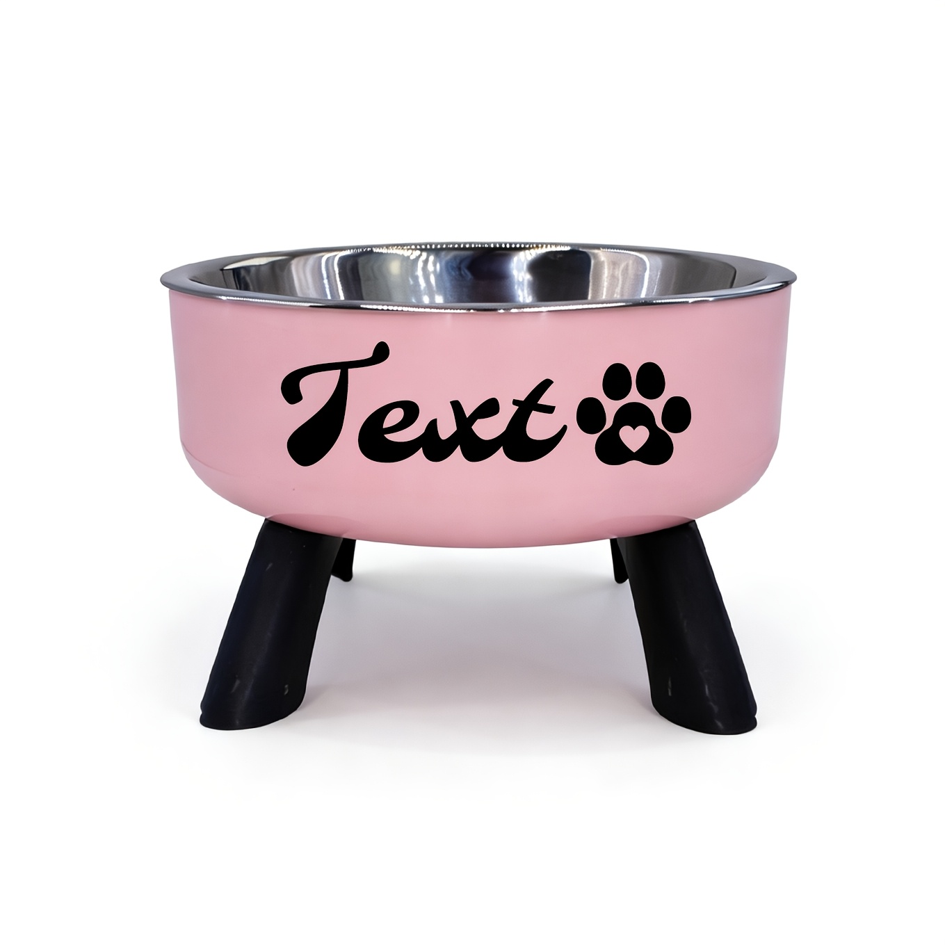 TEMU [customized]elevated Neck Protection Stainless Steel Pet Bowl With Custom Engraving, Non-slip Anti-tip Feeding Bowl For Small