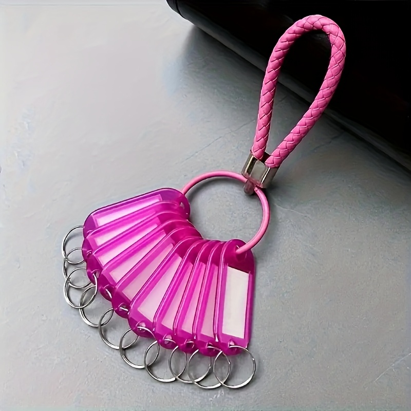 TEMU 10pcs Colored Marking Tags + 1pc Bag Of Glue Line Loops, Dormitory Key Organizer - Durable Pp Material, Office And Rental Property Keychains