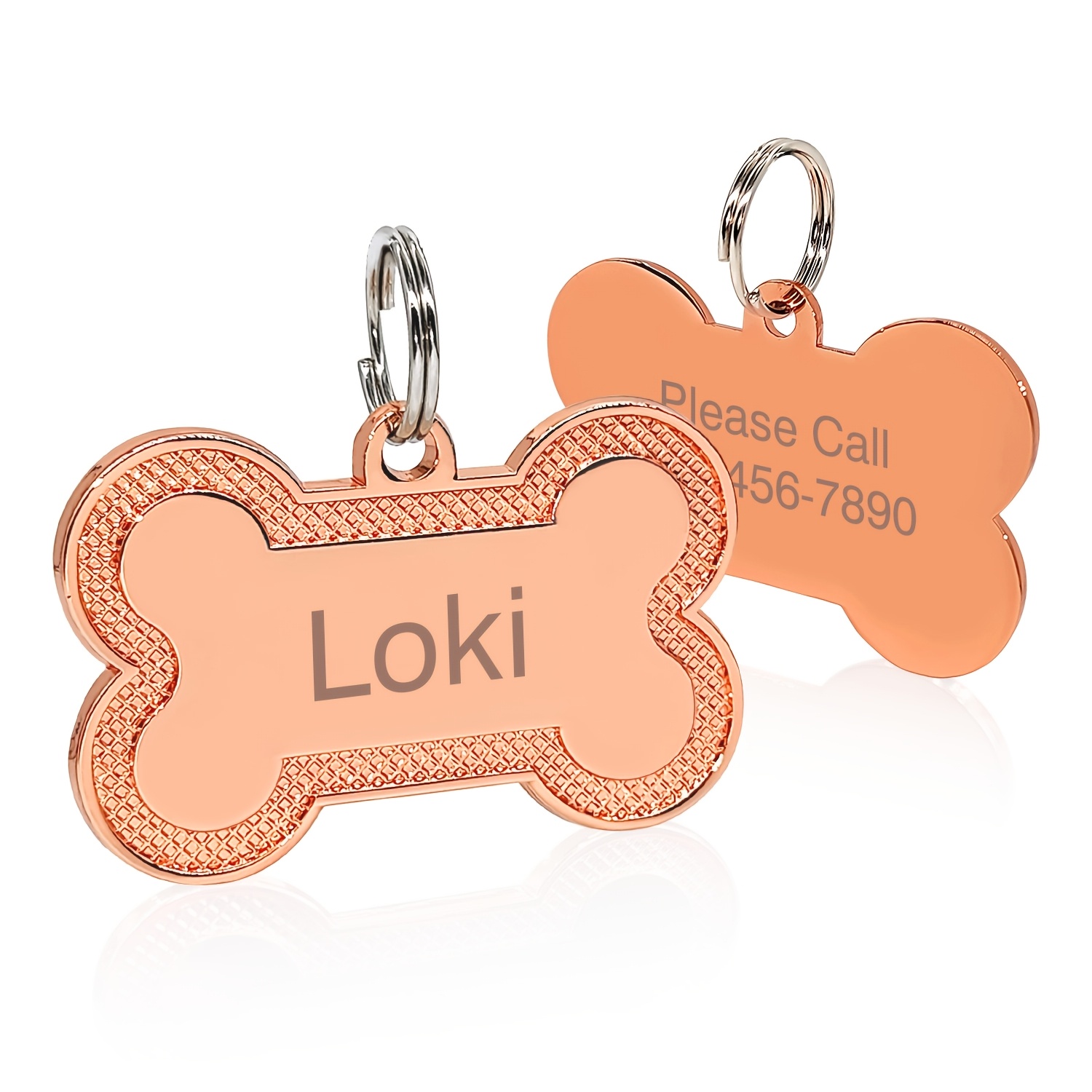 TEMU Custom-made Dog Tags With Personalized Engraving Featuring Diagonal Bone Patterns, Double-sided Design, Labels, Durable Safety Badges Available