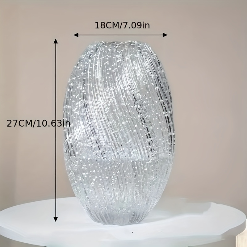 TEMU 1pc Modern Glass Vase, Luminous Glass Vase, Suitable For And Dried Flowers, Suitable For Living Room, Dining Table, Bedroom, Balcony, Suitable For Christmas, Decoration Home Items At Night