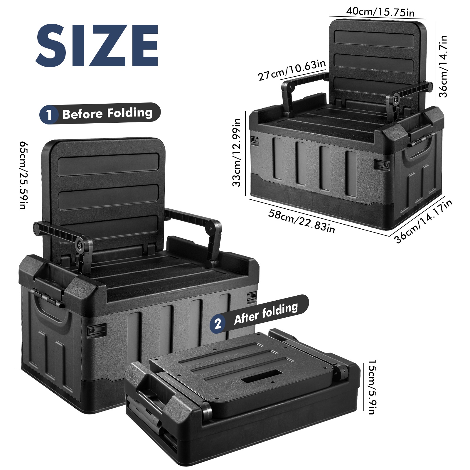 Image of 1pc Portable Thick Outdoor Camping Box, Car Camping Storage Box For Home And Outdoor Use, Storage Box, Storage Basket, Foldable Seat And Fishing Box, Large Capacity Storage Box Suitable For Outdoor