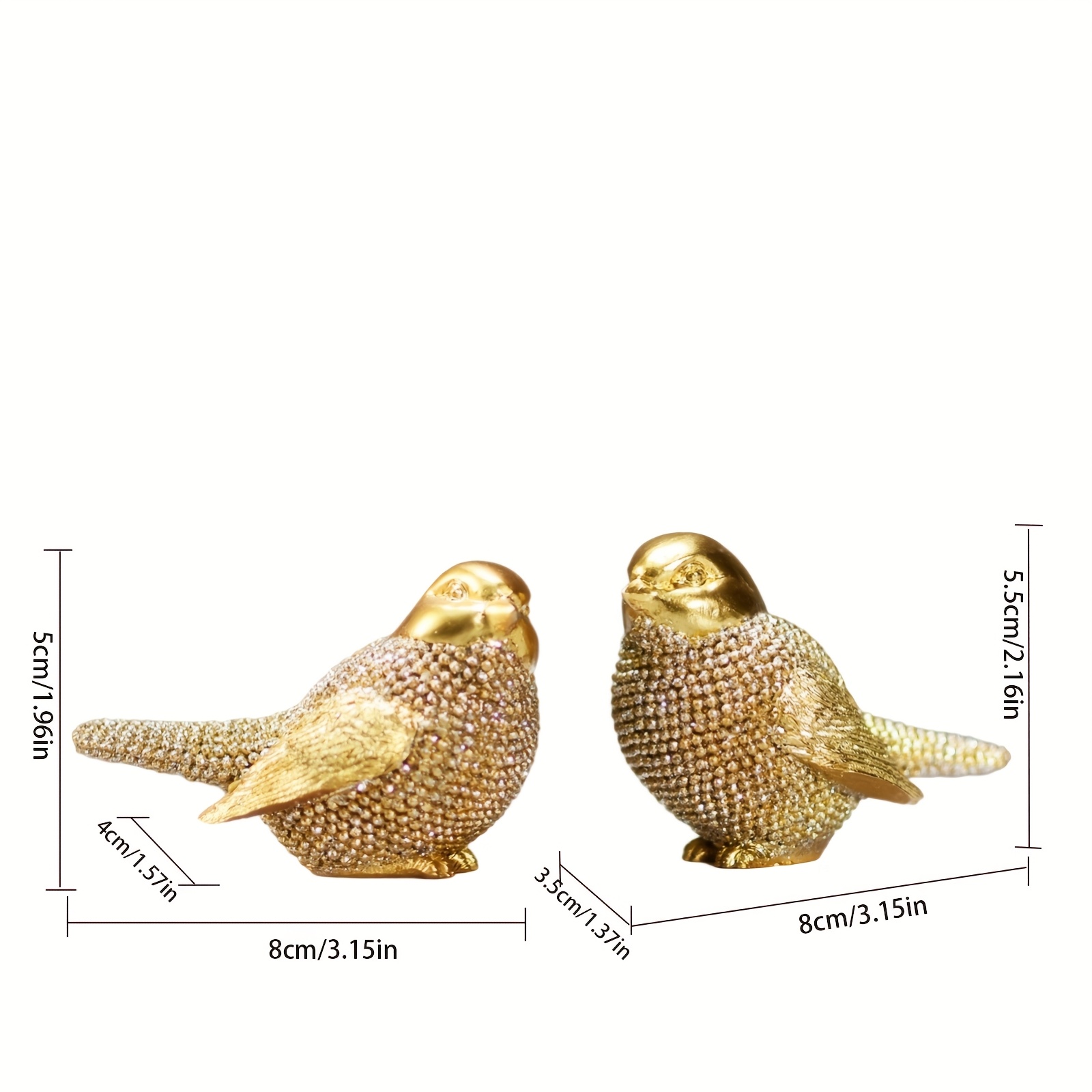 A Pair Of Beaded Bird Ornaments, Resin Crafts For Living Room, Study, Or Office Decoration