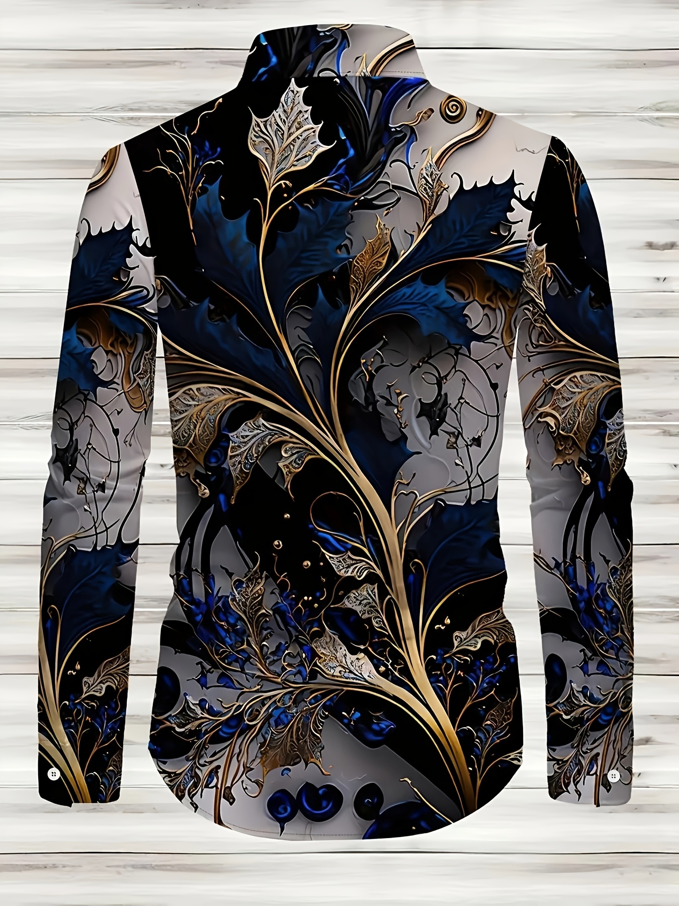 Men'S Casual Long Sleeve Shirt Polyester Lapel Collar Slight Stretch Loose Fit for Adult, Fall/Winter