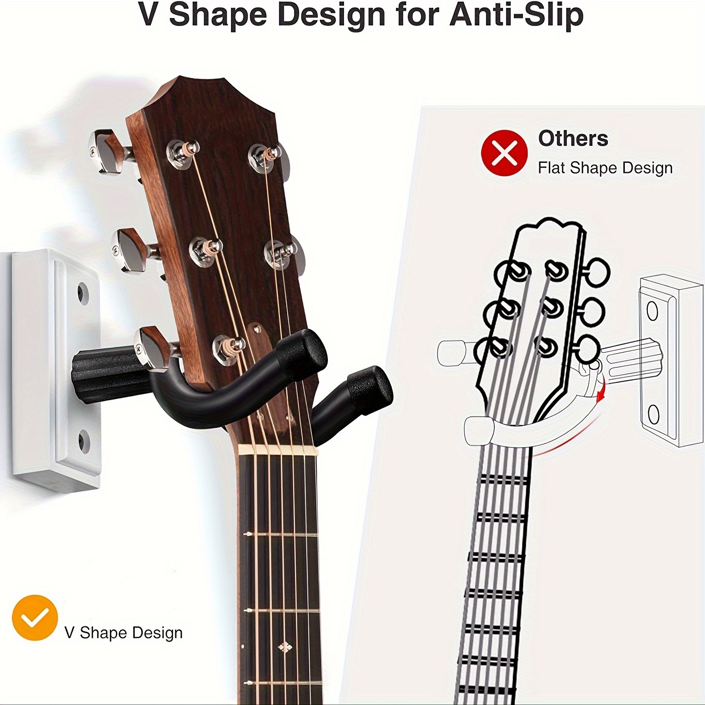Clear Acrylic Guitar Hanger/hook/holder Wall Mount Bracket for Classical,  Acoustic, Electric Guitars, Nylon Strings Guitars With Large Necks 