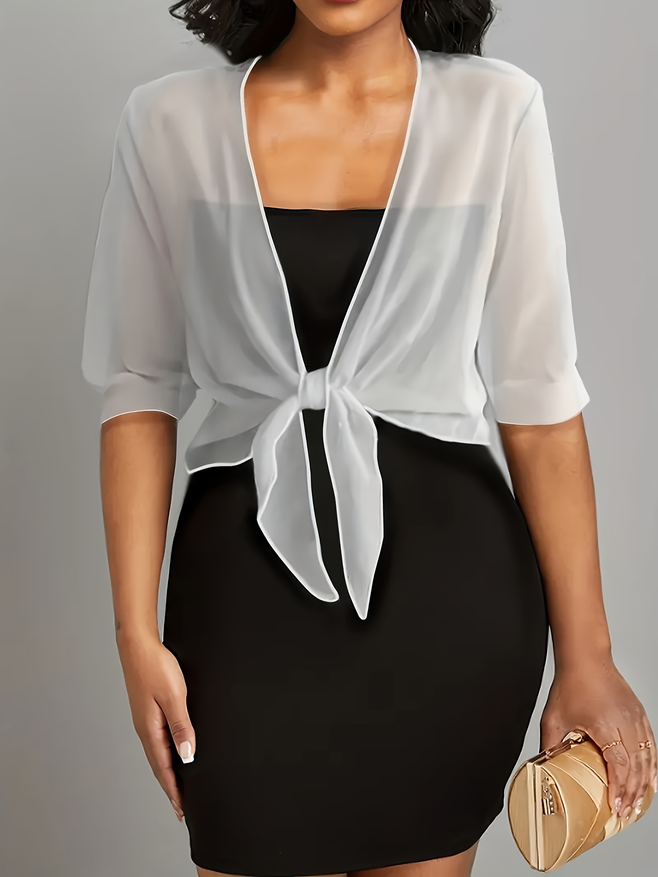 An Elegant Front-Button Sheer Shirt with a Shawl Design.