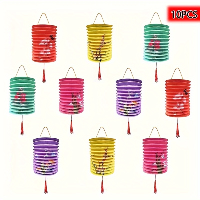 

5/10pcs Hanging Flower Lanterns, Suitable For Home, Outdoor Party Or Classroom Theme - Suitable For Chinese New Year And Mid- Decoration, Festival Paper Lanterns, Length 22cm, Width 16cm