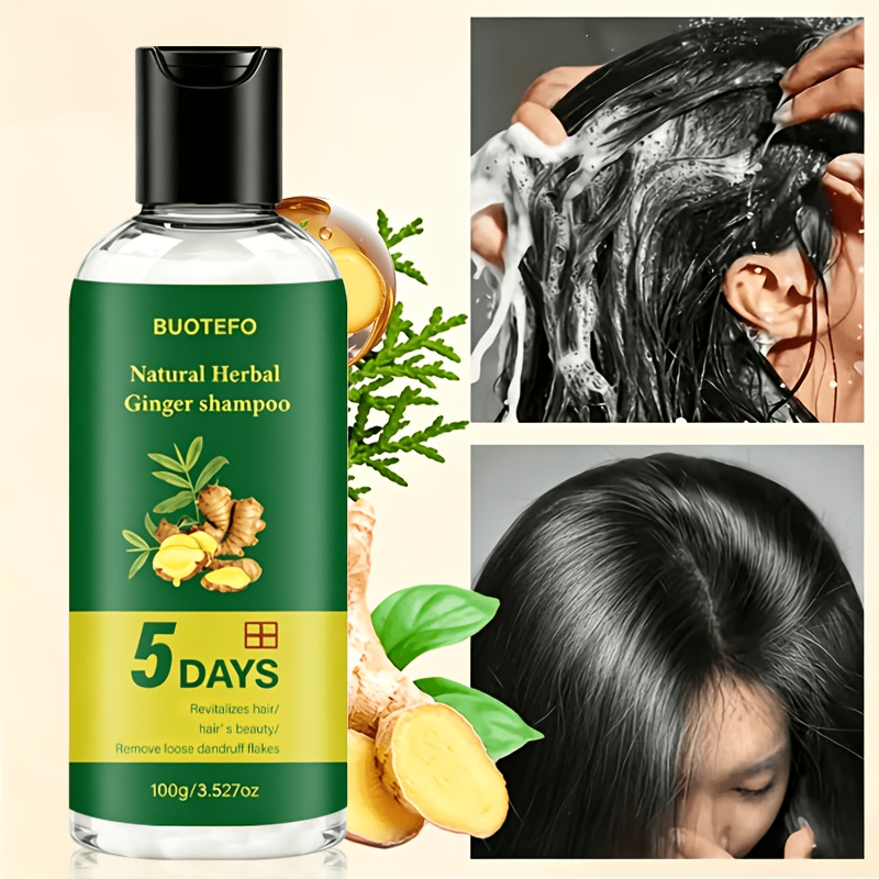[Wash 1 Time in 7 Days, No Baldness from Staying Up Late] 5-Day Ginger Intensive Cleansing And Oil Control Volumizing 3-In-1 Shampoo 100G, with Natural Herbal Ingredients, Rich Foam, Deep Cleansing Scalp, Caring for Hair, Strengthening Hair Roots