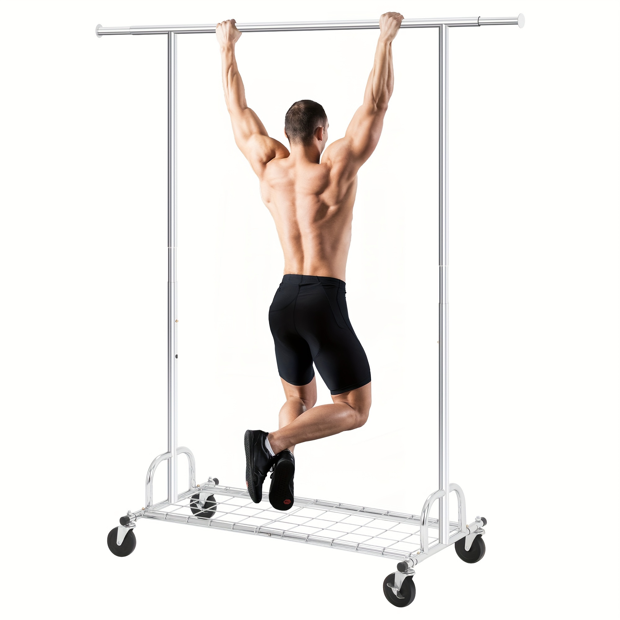 

A Heavy-duty Rolling Garment Rack: Portable And Foldable, With Wheels Capable Of Holding Up To 450 Pounds In Weight.