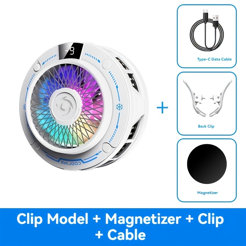 TEMU Dissipatore mobile K38 AI con clip magnetica posteriore, radiatore di raffreddamento a , display digitale, luce RGB, dissipatore da gaming con