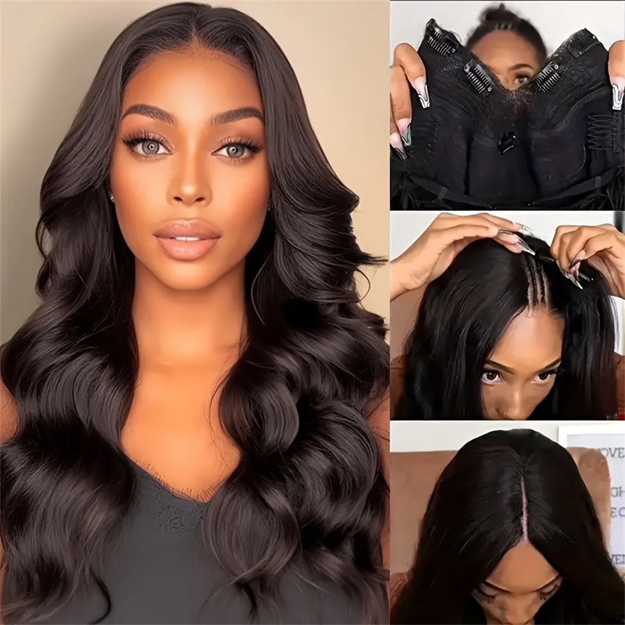 200 Density V Part Wig Glueless Upgrade V Part Wig 200 Density V Part Body Wave Human Hair Wig For Women No Sew In No Leave Out No Glue Beginner Friendly Side Part