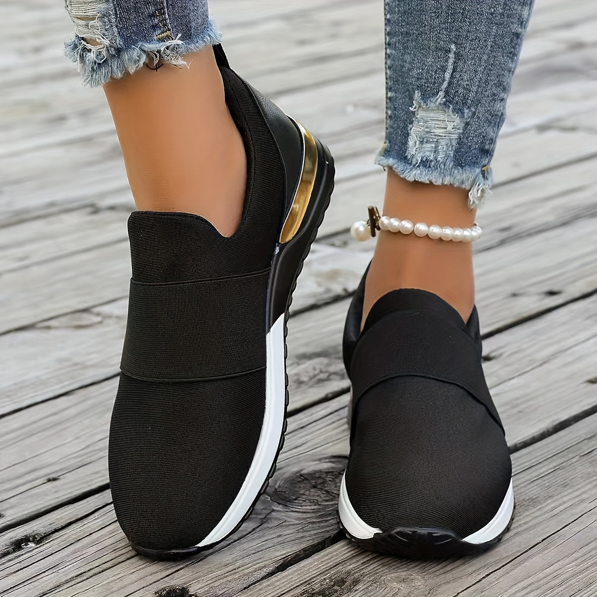 

Women's Casual Slip-on Sneakers - Lightweight, Low-top, Solid Color, Hand Washable, With Canvas Upper, Mesh Lining, Non-slip Sole