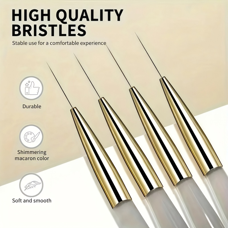 TEMU 18mm Ultra-thin Nail Liner Brush With 0.2mm Super Fine Tip, Ice Transparent Acrylic Handle Drawing Manicure Brush For Salon Home Nail Art Design