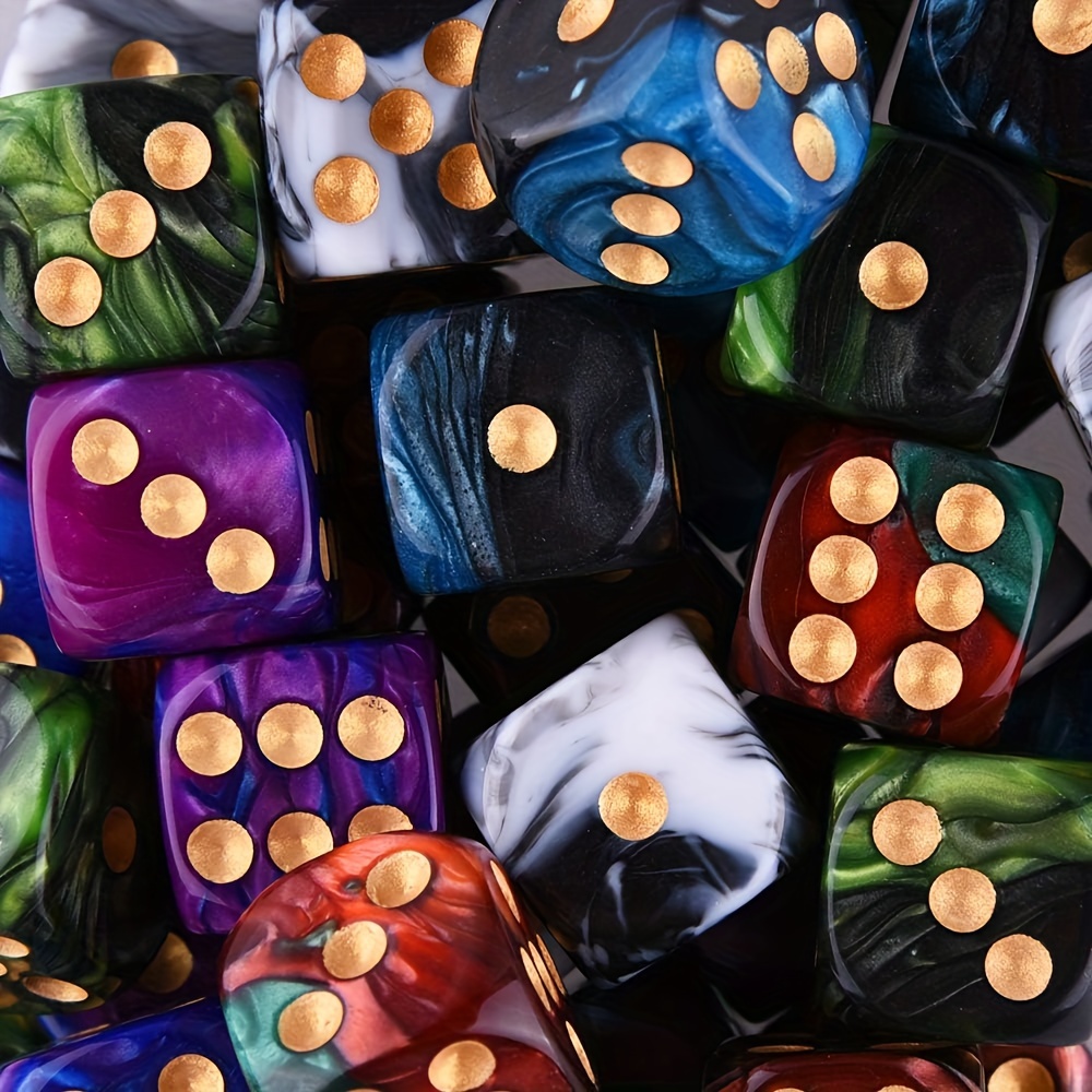 50pcs 6 Sided Game Dice Set with Two Tone Colors
