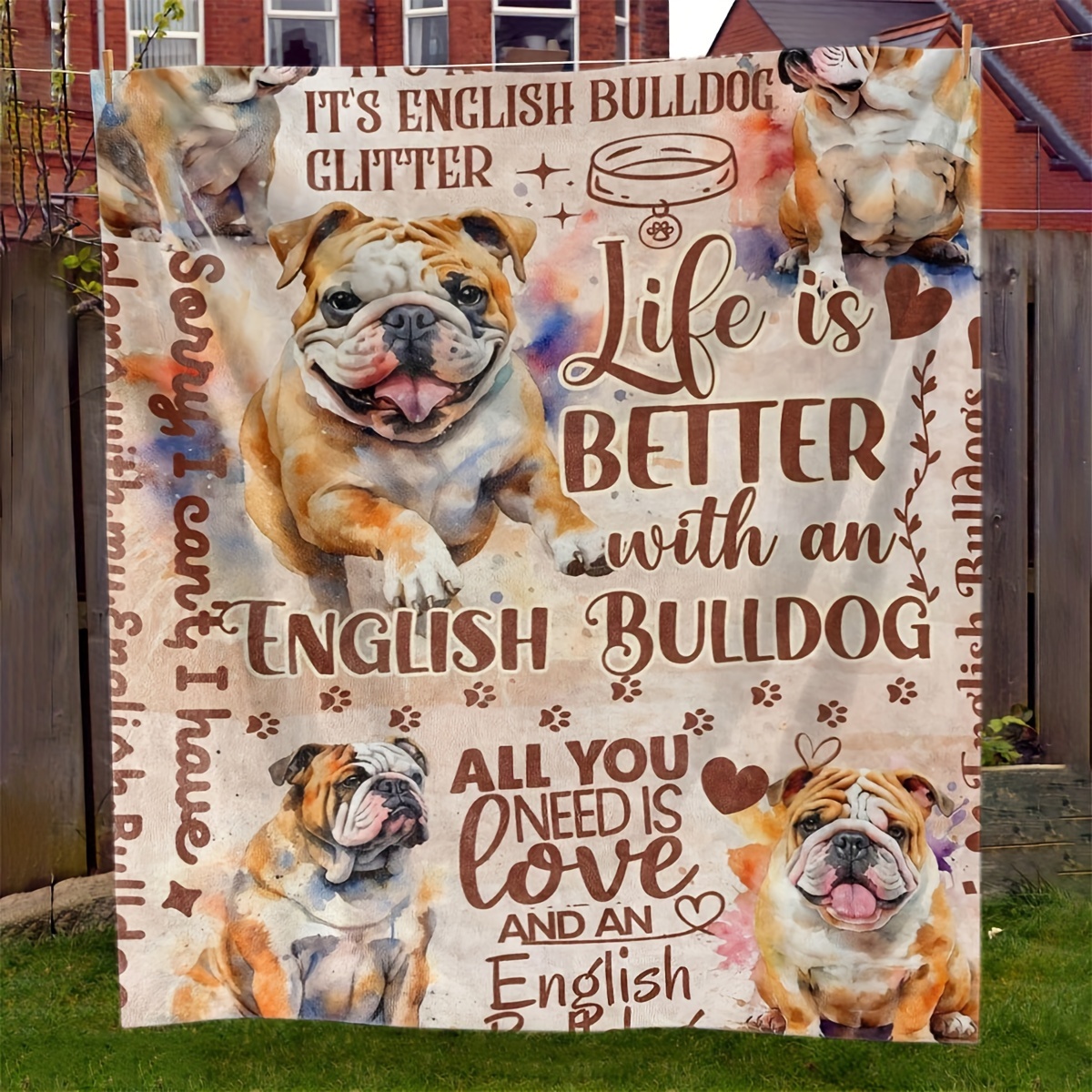 

Cozy English Bulldog Printed Throw Blanket - Perfect For All Seasons