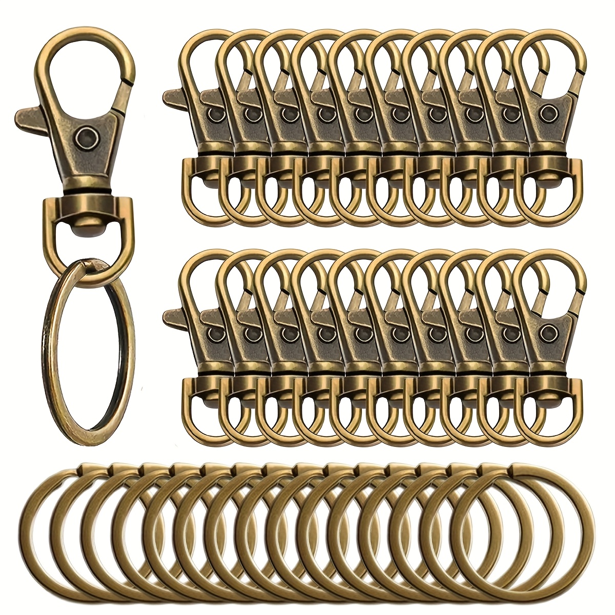 Image of 32pcs Metal Swivel Snap Hooks And Key Rings, 16pcs Clasps And 16pcs Flat Key Rings For Key Chain Rings, Keychain Accessories