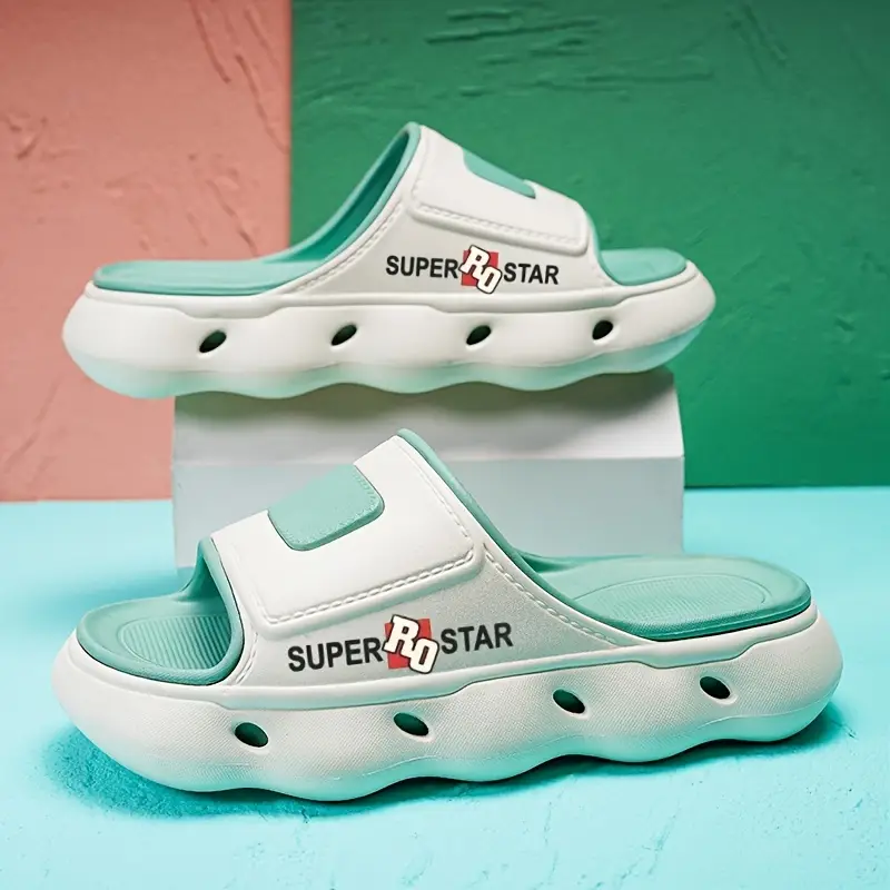 womens print eva slide sandals high quality slip resistant soft sole open toe beach slippers for outdoor use light beige with teal accents indoor slippers opentoe sandals lightweight sandals Product details 9