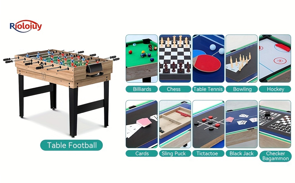 12-in-1 Combo Game Table Set For Home, Game Room, Friends & Family W/Hockey, Foosball, Pool, Shuffleboard, Ping Pong, Chess, Checkers, Bowling, And Backgammon