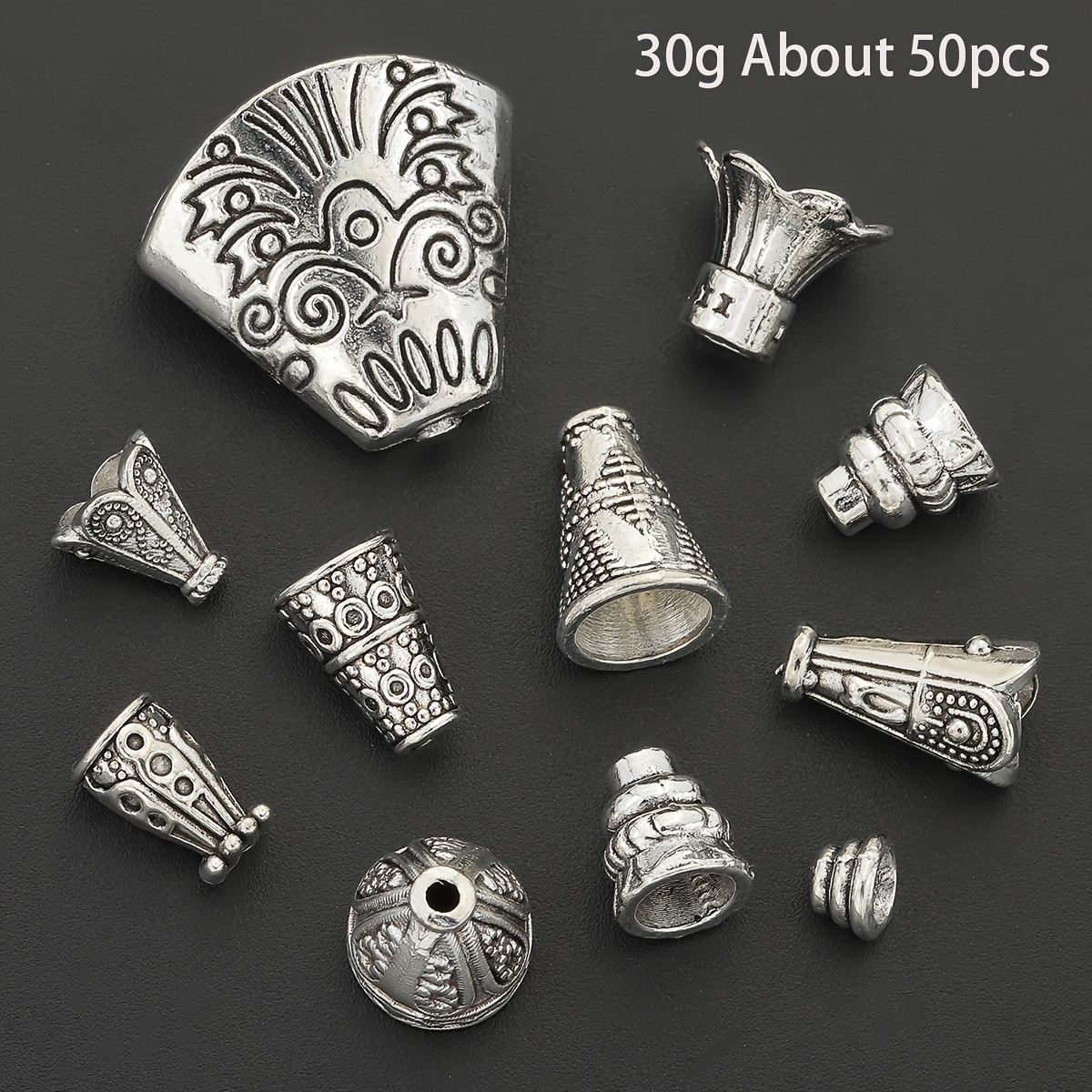 E-shop 30G ca. 50 Stück Zufällig Gemischte Turm Kappe Blumenhalter Legierung Lose Spacer Perlen Blütenblatt Endkappen Perlenkappen Perlenrahmen Metall