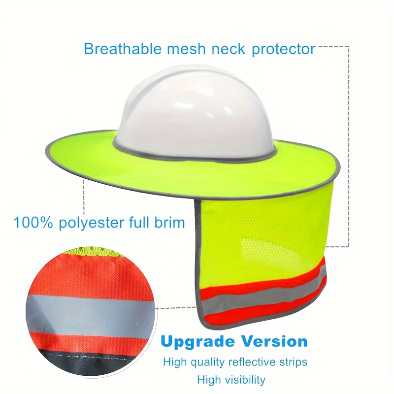 Hard Hat Sun Shade Full Brim Mesh Neck Sun Shield - Temu