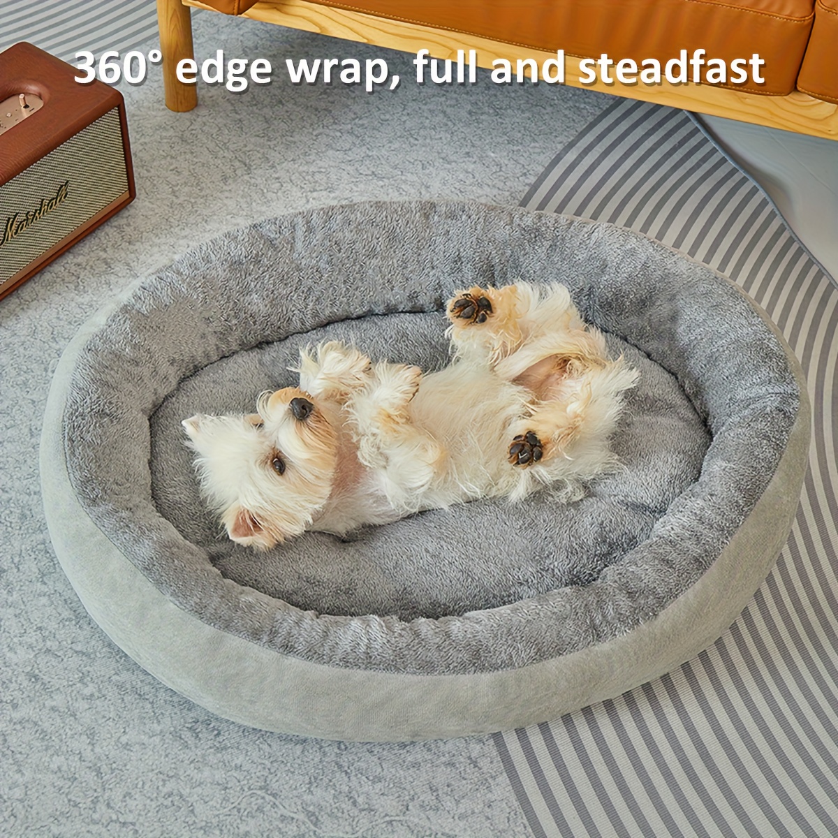 oval pet bed soft warm polyester removable washable cover comfortable nest for all cats small to medium dogs   cozy bedding bed for dog cozy textured surface Product details 9
