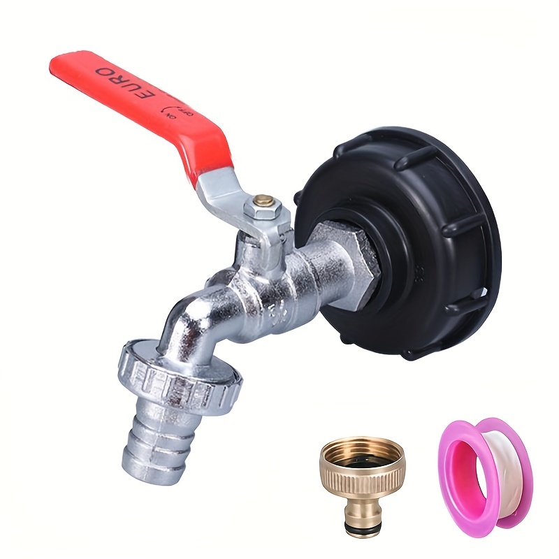

3/4" Ibc Tank Ball Valve Adapter With Cover - Fit Outlet Tap For Garden Water Butts, Durable Metal Construction