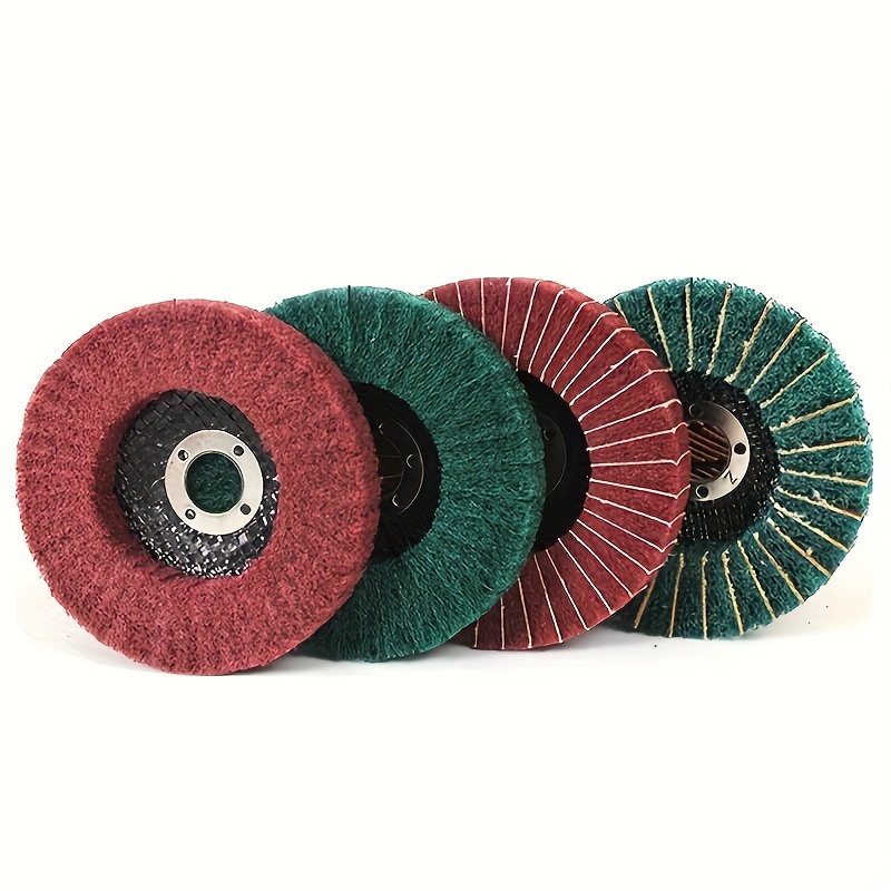 4pcs Nylon Fiber Flip Metal Polishing Wheels, 4-inch Abrasive Discs For Deburring & Rust Removal On Complex Surfaces And Welding, Wheel Polishing Kit, Deburring, Rust Removal