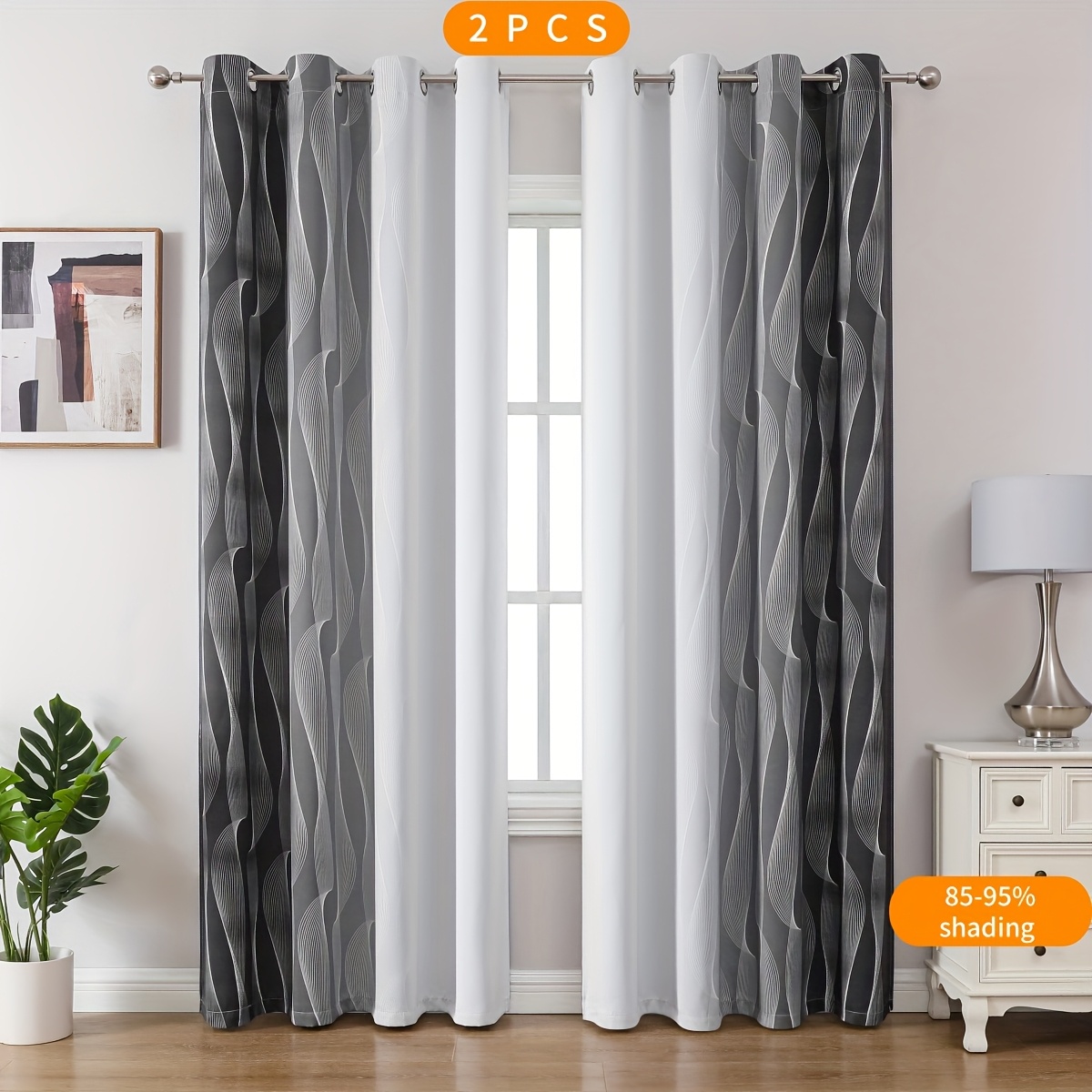 2pcs Modern Blackout Curtains, Pink And White Gradient Curtains With Loops, Easy To Hang, Living Room And Bedroom Decoration, Living Room Curtains, Office Curtains75%-85%shading