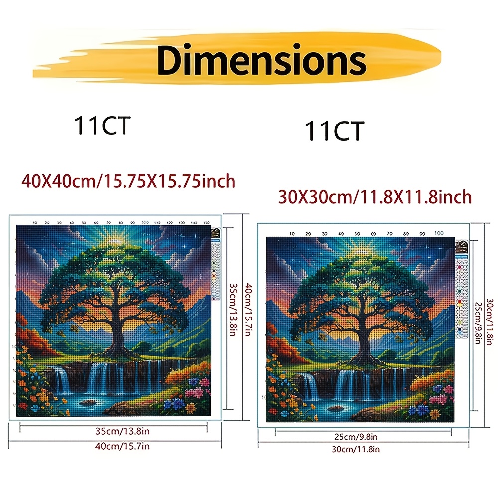 Dreamy Enormous Tree Landscape Stitch Painting Kit, 11CT