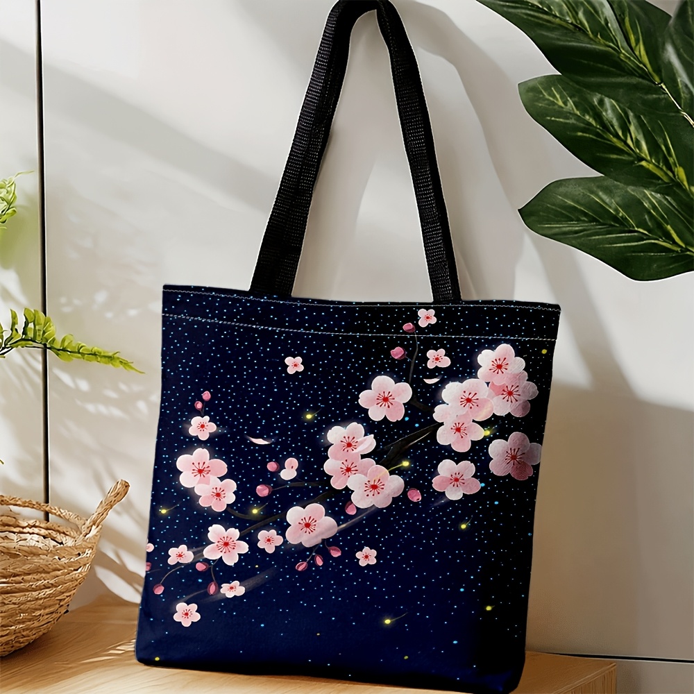 TEMU Women's & Pink Cherry Crossbody Tote Bag With Glowing Suitable For Spring Outing, Festive Vibe, Machine Washable Shoulder Bag For, Travel, Daily