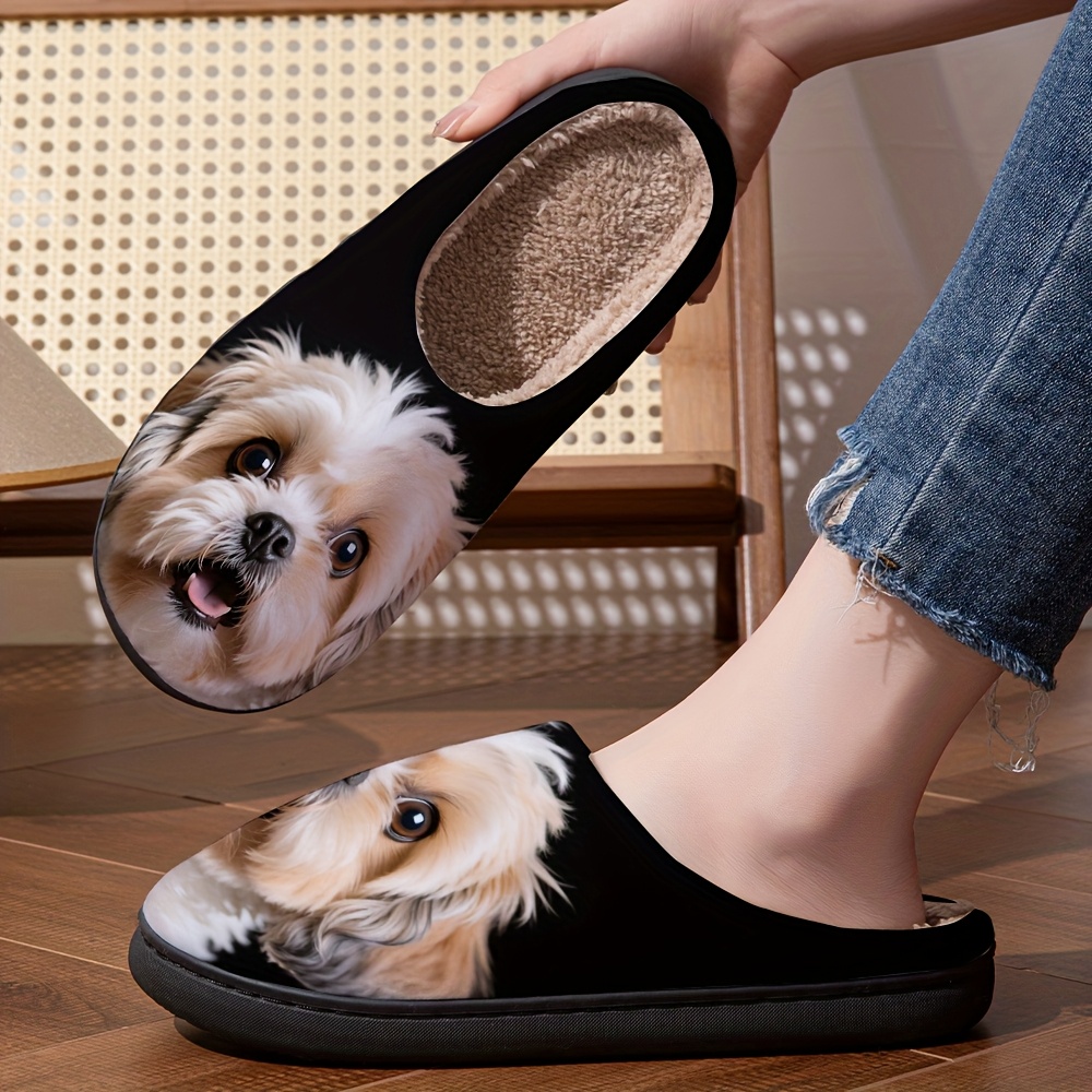 Comfortabele Dames Print Slippers - Zachte en Knusse Binnenshuis/Buitenshuis Huisschoenen met Pluche Gevoerde Binnenzool en Antislip TPR Buitenzool, Geschikt voor Koude Vloeren. Wasmachinebestendig, Leuke Dierenprints, Duurzame Gripzool, Casual Stijl, Stoffen Bovenwerk, Thuiscomfort, Stijlvolle