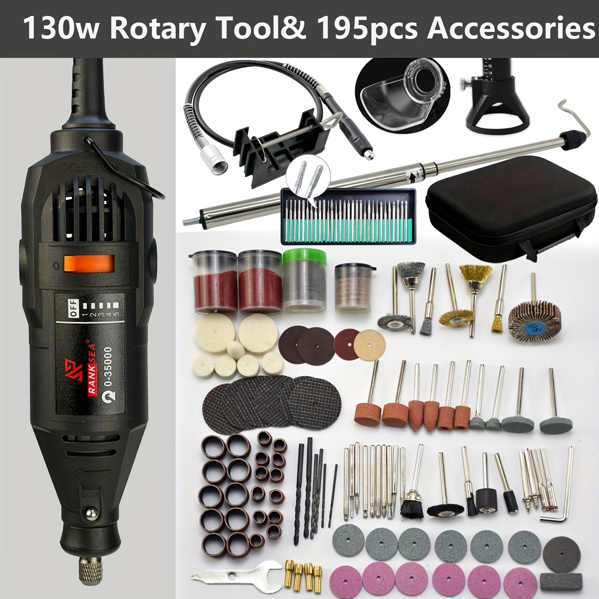 

25/28/43/105pcs Rotary Tool Kit, Speed Adjustments 8000-30000rpm, Equipped With Flex Shaft And Multifunctional Chuck, 43 Accessories, Power Multipurpose Set For Craft Projects And Diy Creations