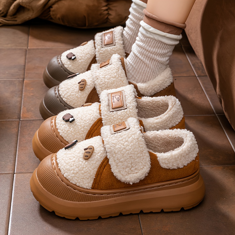 women s plush fleece-lined winter slippers - thick non-slip eva sole, warm indoor/outdoor house shoes with plush lining & arch support Product details 0